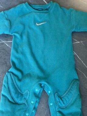 Nike Teal Ribbed Baby Footie One-Piece